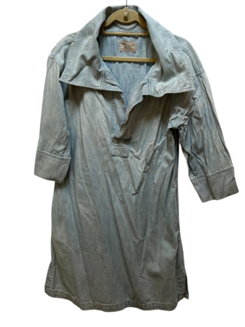 Polo Ralph Lauren Vintage 80s faded denim tunic dress pockets M